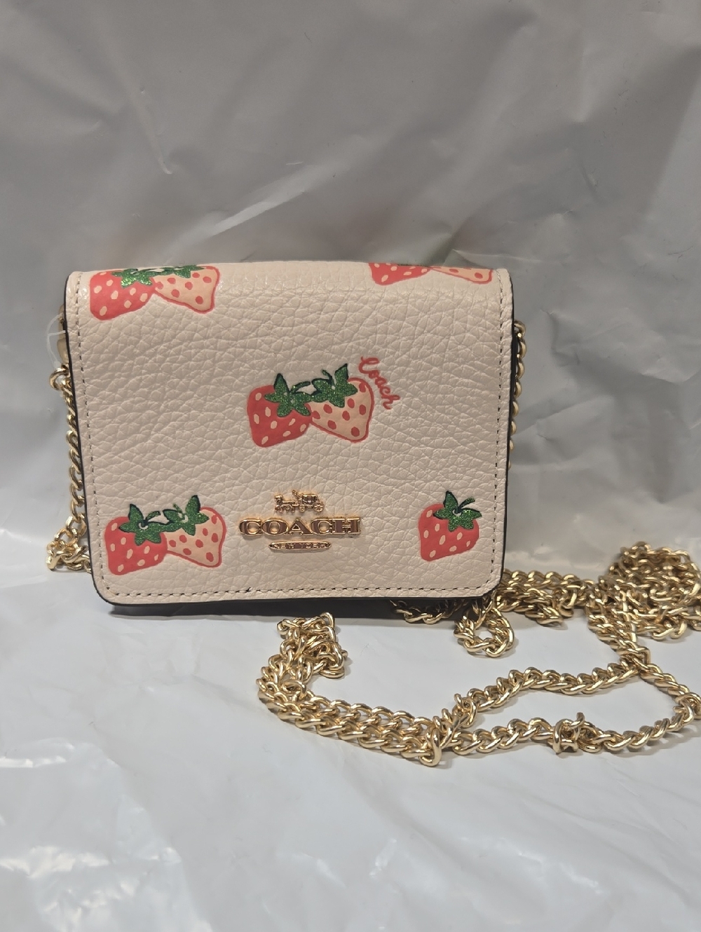 NWOT! COACH Pink Strawberry Chain Crossbody Bag